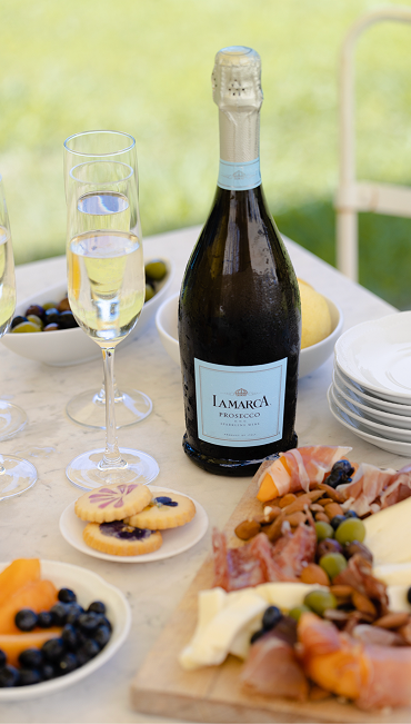 La Marca Prosecco with cheese board