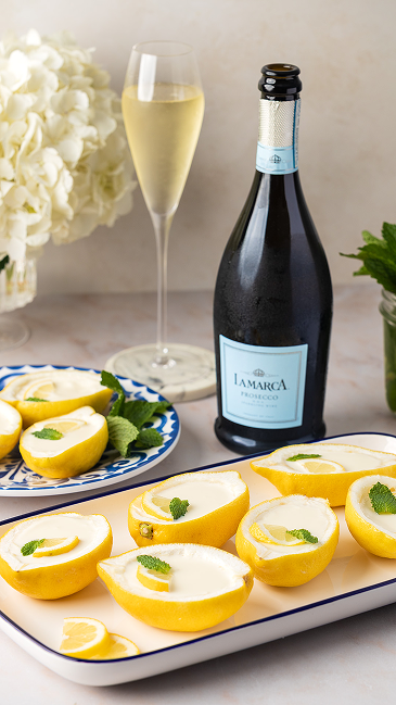 Lemon desserts with prosecco