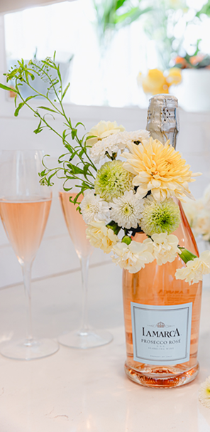 La Marca Prosecco Rosé with flowers