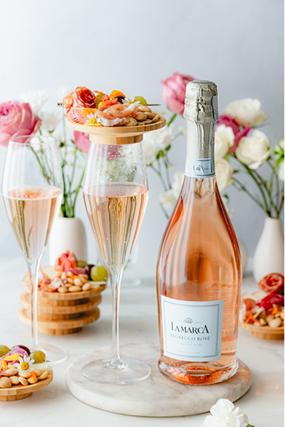 La Marca Rosé and glasses