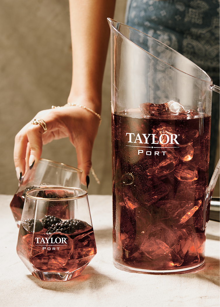 Taylor Port Pitcher and Diamond Glass with beverage